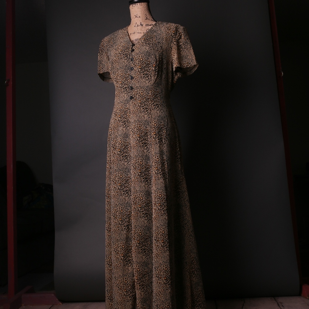 David Warren Leopard Print Dress